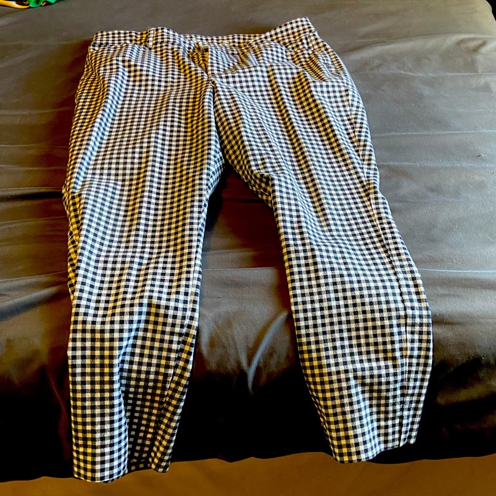 Black and White check slim pants
